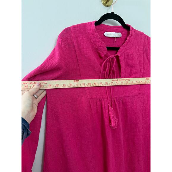 Tuckernuck Natalie Martin Cotton Resortwear Barbie Pink Tassel Shift Dress M - Picture 13 of 14